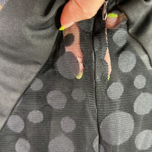 KAREN MILLEN Black Mesh Polka Dot Below Knee Polyester Long Sleeve Dress Size 10 - Picture 11 of 11